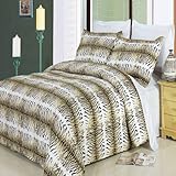 IMAGE OF 4 pieces Full/ Queen size bedding set Including Luxury Egyptian Cotton Safari 3pcs Duvet cover set + 1pc Full/ queen Down Alternative comforter