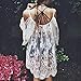 Bessky Women Vintage Hippie Boho Embroidered Floral Lace Crochet Mini Dress (Asia L)