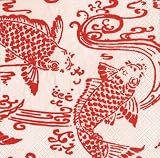 Caspari Set of Two Good Fortune Lacquer Red Cocktail Napkins packages, 20 per package