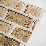 Khaki Textured Brick - Self-Adhestive Wallpaper Home Decor(Roll)