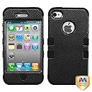 MYBAT IPHONE4AVHPCTUFFIM022NP Premium TUFF Case for iPhone 4 - 1 Pack - Retail Packaging - Carbon Fiber/Black