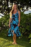 NEW! Hawaiian Beach Bridesmaid Dress - Blue/Brown Cotton(Size=XLarge,Style=Spaghetti Strap Tie)