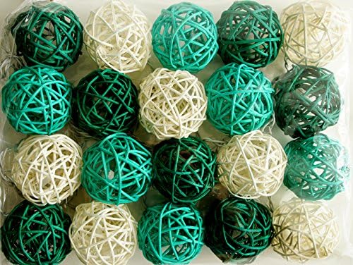 Exotic Elegance Set of 20 Turquoise Ball Woven Rattan String Lights /Home Decor/ Valentine's Party,.