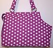 Designer Dog Carrier - Open Top Polka Dots Pet Carrier - Lavender & White