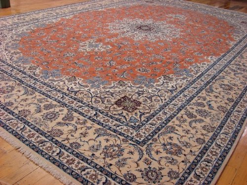14'9 x 21'7 Orange Persian Hand Knotted Wool 