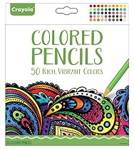 Crayola Colored Pencils, 50 Count, Vibrant Colors, Pre-sharpened, Art Tools, great for Adult Coloring
