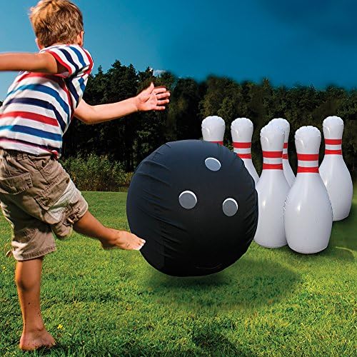 Giant Soft Inflatable Indoor/Outdoor Bowling Ball And Pins Set w/ Foot Pump