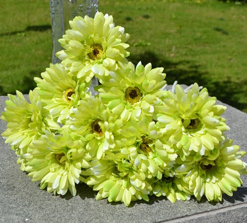 10 PCS Real Touch Latex Silk Artificial fake plastic Daisy Chrysanthemum Flowers Sun Chrysanthemum,Sunflower, Simulation Gerber, Dimorphotheca,Party Room home Decoration DIY Flower Bouquet (green)