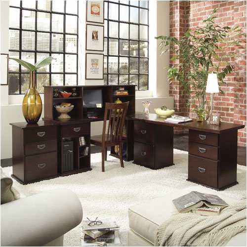 Riverside Furniture Basics Office Series Basics L - Shaped Office Set in Espresso