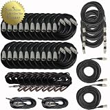 24 Channel Mixer Cable Bundle Studio and Live Audio Cables XLR TRS 15, 50, and 100 foot
