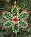 Green Flower Snowflake With Red Gem Christmas Ornament #54377