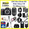 Nikon D300s 12.3mp Digital SLR Camera with 3inch LCD Display (Includes Manufacturer's Supplied Accessories) with Nikon Af-s Vr Zoom-nikkor 70-300mm F/4.5-5.6g If-ed Lens + PRO Shooter Package Including Dedicated I-ttl Digital Flash + OFF Camera Flash Shoe Cord + 16gb Sdhc Memory Card + Wide Angle Lens + Telephoto Lens + Filter Kit + 2x Extended Life Batteries + Ac-dc Rapid Charger + Soft Carrying Case + Tripod & Much More !!