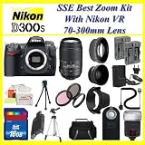 Nikon D300s 12.3mp Digital SLR Camera with 3inch LCD Display (Includes Manufacturer's Supplied Accessories) with Nikon Af-s Vr Zoom-nikkor 70-300mm F/4.5-5.6g If-ed Lens + PRO Shooter Package Including Dedicated I-ttl Digital Flash + OFF Camera Flash Shoe Cord + 16gb Sdhc Memory Card + Wide Angle Lens + Telephoto Lens + Filter Kit + 2x Extended Life Batteries + Ac-dc Rapid Charger + Soft Carrying Case + Tripod & Much More !!