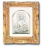Sterling Silver Christ the Teacher Jesus Gold Framed Artwork Catholic Religious