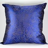 Blue Beaded Vine 18"x18" Decorative Silk Throw Pillow Cover