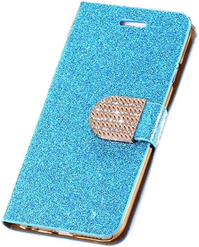 Samsung S6 Edge Case Glamours Bling Samsung S6 Edge Case with Cards Slots Cash Compartment Flip Cover (Blue)