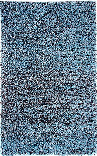 Global Accents Cloud Collection - (5'x8') Silk Rayon Viscose and Cotton Shag Textured Pattern Accent Royal Shag Area Rugs for Living, Indoor &amp; Dining Room, Color Brown &amp; Blues White - Brown Blue Area Rug - Shag Area Rug - Made in India