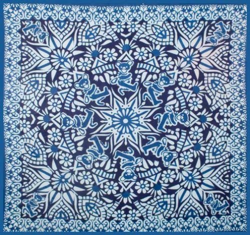 Grateful Dead Tapestry ~ Blue Mandala ~ Dancing Bears ~ Dead Head ~ 90 X 90 Inches (72207)
