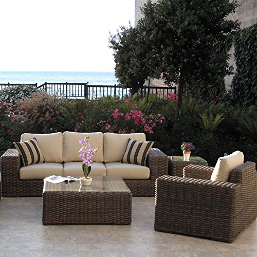 Outdoor Patio Resin Wicker Furniture Gerona Sofa 4PC Set Made in USA