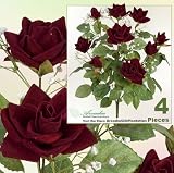 FOUR Bundles of 22" Velvet Rose Bushes with gyps_ Red