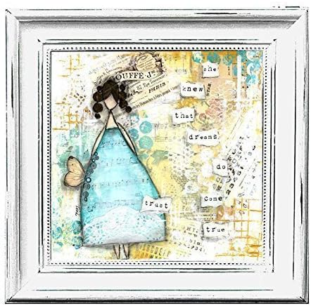 Mixed media art print - 8x8 - shabby French girl - she knew that dreams do come true