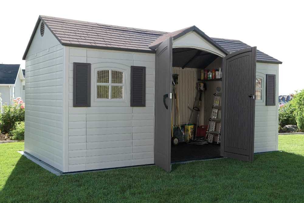 Amazon.com : Lifetime 6446 15-by-8 Foot Outdoor Storage Shed with ...