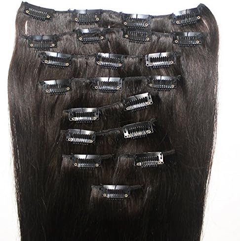 Ibeshion Full Head 9 pcs 21 Clips 20 Inch 145 grams 100 Remy Human Hair Clip In Hair Extensions #2 Dark Brown Straight Hair