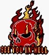 See You In Hell - Flaming Skull - Emboidered Iron On or Sew On Patch