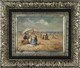 A Day at the Beach - Oil on Panel - Omar Hamdi Malva - 24x27