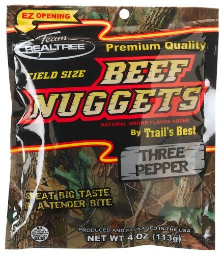 Team Realtree Three Pepper Beef Nuggets, 4-Ounce Packages (Pack of 6) by Dried Beef