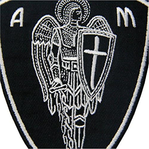 Embird Archangel St.Michael Saint with Sword and Shield Christian Protection Embroidered Iron On / Sew On Patch