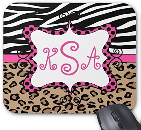 Poem Magine Zebra Leopard Monogram Rectangle Non-slip Rubber Mouse Pad 10" X 12"