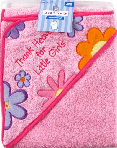 Luvable Friends Thank Heaven Hooded Bath Wrap, Pink