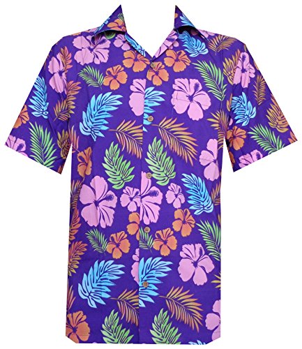 Hawaiian Shirts Mens Hibiscus Floral Leaf Printed Beach Aloha Camp Party