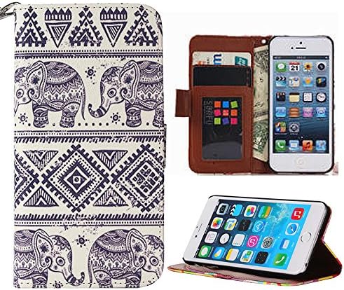iPhone 6 Case,iPhone 6 Wallet Case,Case for iPhone 6,iPhone 6 Leather Case, YoungDoria Luxury Wallet Flip Leather Case Cover for iPhone 6 [4.7 inch] (Elephant - Blue)