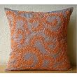Orange Whirlwind - Decorative Pillow Covers - Silk Pillow Cover Embellished with Beads & Sequins