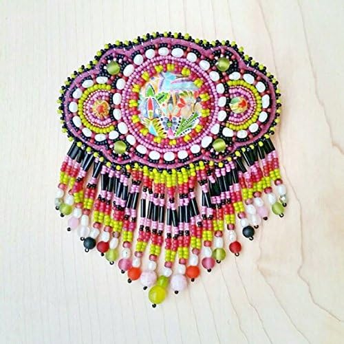 Beaded Hair Barrette~ Funky Beaded Hair Accessory~ Boho Hippie Beaded Hair Clip~ Fringed Beaded Barrette~ Psychedelic Mess!