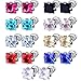 IBLUE Jewelry 9 Pairs Stainless Steel Womens CZ Stud Earrings Set Piercing