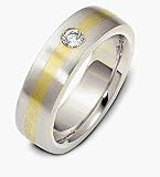 Unique Two-Tone 18 Karat Gold Solitaire Designer Wedding Band Ring