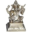 Sitting Ganesha Brass Statue Playing Shehnai