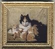 Dollhouse Artwork Framed Print of a Mother & her Kitties