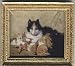 Dollhouse Artwork Framed Print of a Mother & her Kitties
