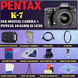 Pentax K-7 Digital SLR with Pentax 18-55mm Lens + PREMIUM STARTER PACKAGE INCLUDING 4GB SDHC MEMORY CARD + MEMORY CARD READER + HDMI CABLE + UV FILTER + EXTENDED LIFE BATTERY + SOFT CARRYING CASE + TRIPOD + Sunset Electronics Micro Fiber Cleaning Cloth & MUCH MORE !!!