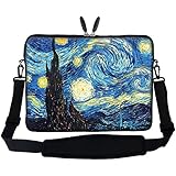 Meffort Inc&reg; 15 15.6 Inch Neoprene Laptop Sleeve Bag Carrying Case with Hidden Handle and Adjustable Shoulder Strap - The Starring Night