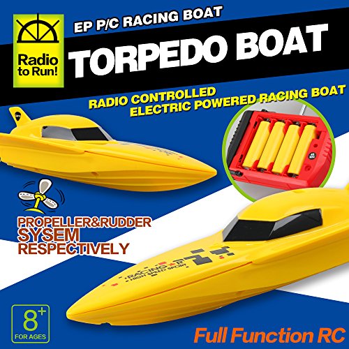Litzpy's EP Top Racer High Speed Remote Control Electric Boat RC Boat Yellow - For In Water Use Only