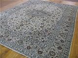 9'9 x 13'1 Ivory Persian Hand Knotted Kashan Rug