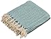 SouvNear Cotton Throws Blanket - 65 x 52 Hand-Woven 100% Cotton Throw Nordic Blue & White - Reversible with Tassels Throws for Couch Sofa Chair - Home Decor Furnishings