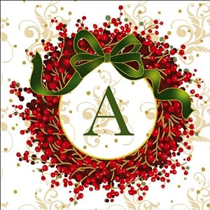 Berry Wreath Monogram Cocktail Napkins