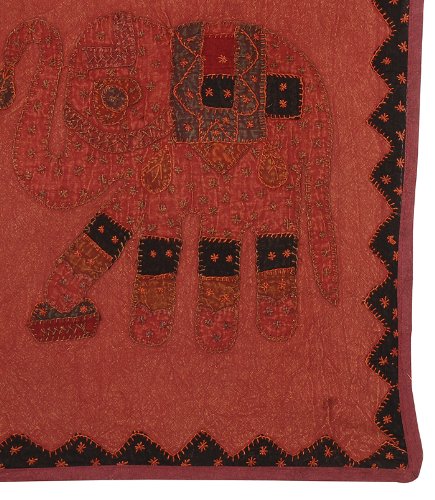 Imagen 3 de Cotton Indian Elephant Wall Hanging-Tapiz con tamaño de rosca y Patch Work 16 X 51 pulgadas