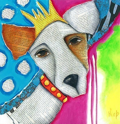 Dog Queen, Original Painting, mixed media, Dog Painting, By Deb Harvey